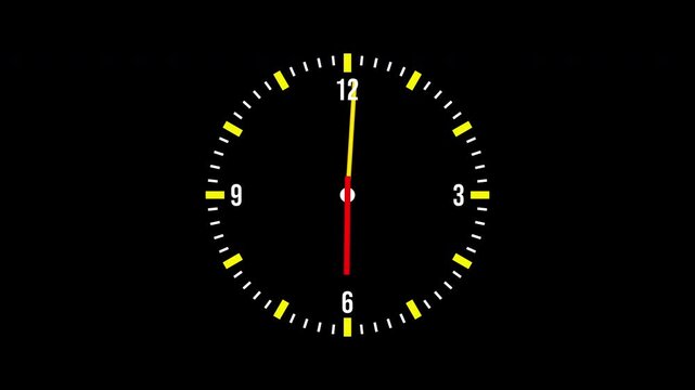 Animated clock video. High-speed timer with moving hands against a white background. Digital illustration. Timer. on black screen