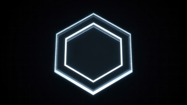 Futuristic glowing hexagon frame on dark background