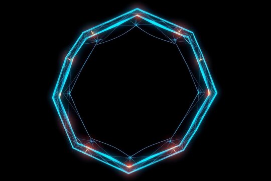 Futuristic glowing blue technology frame on black background