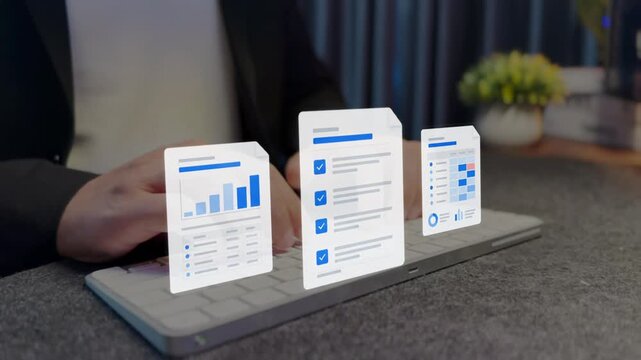  Artificial intelligence, check electronic documents on digital documents on virtual screen Document Management System
