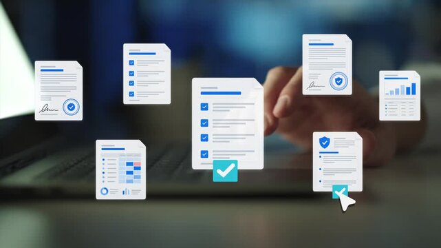  Artificial intelligence, check electronic documents on digital documents on virtual screen Document Management System
