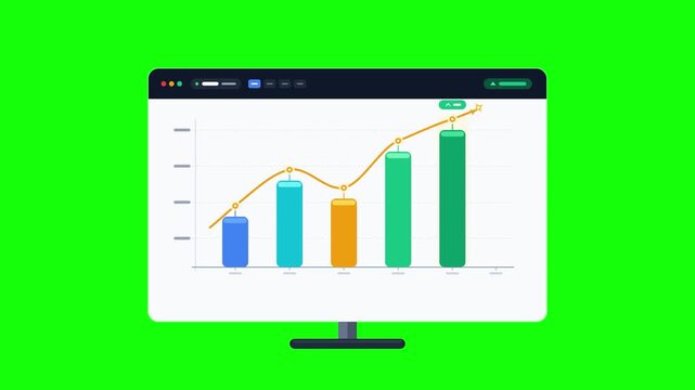 Stock Chart Chart line gently rising and settling back 2D Flat Vector Cartoon Animation for Finance
