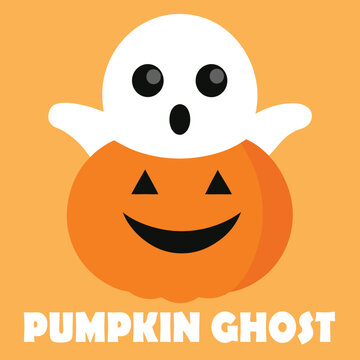 cartoon vector illustration halloween pumpkin ghost