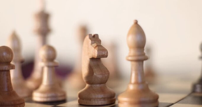 Close‑up of a chessboard with pieces &mdash; a metaphor for business strategy: each move symbolizes a deliberate decision and calculated step toward the goal.