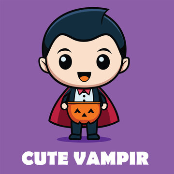 cartoon vector illustration halloween cute vampire