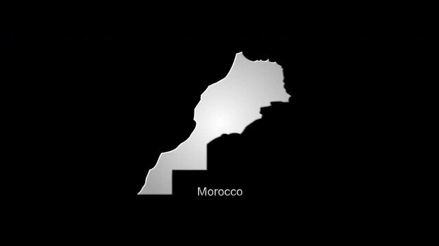 Morocco map revealing from a colorful digital glitch