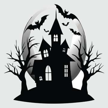 cartoon vector illustration halloween haunted house