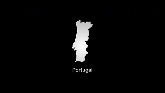 Portugal map revealing from abstract glowing pixels