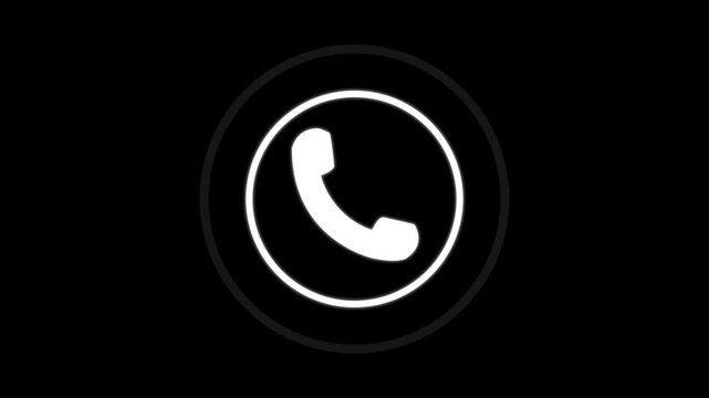 Animated telephone call icon with pulsing notification effect for ui animation