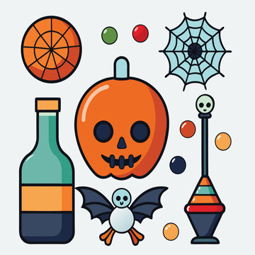 cartoon vector illustration halloween icon set