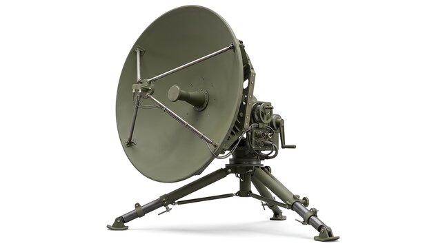Advanced Military Satellite Dish Antenna with Rugged Tripod Mount