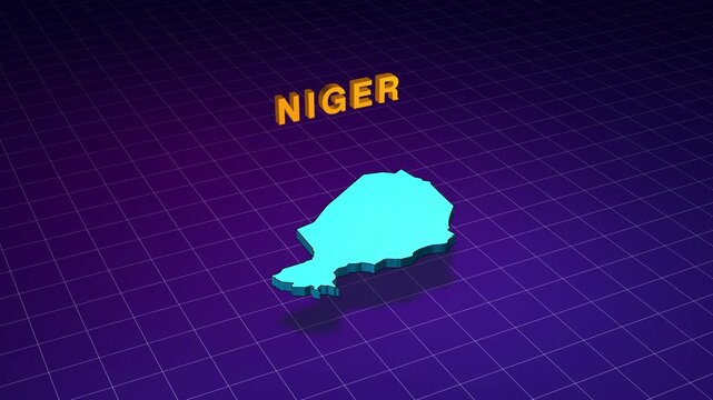 Niger country map floating in a retro digital space