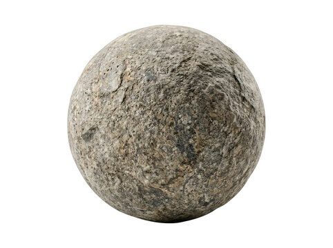 Rough-textured stone sphere resting on a neutral background.