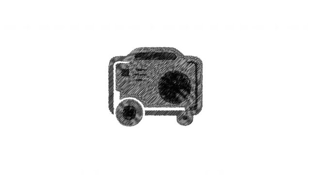 Portable power generator scribble animation isolated on white