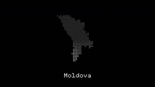 Digital moldova map animation on black background