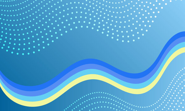 Abstract Blue Gradient Wave Background with Light Dotted Particle Flourishes