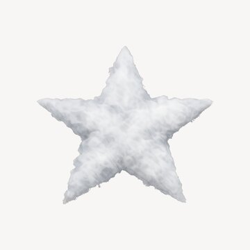 Fluffy white cloud shaped like a star on a plain background.