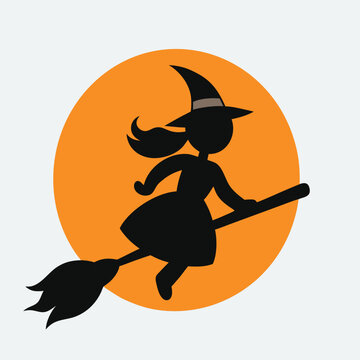 vector cartoon design flying witch
