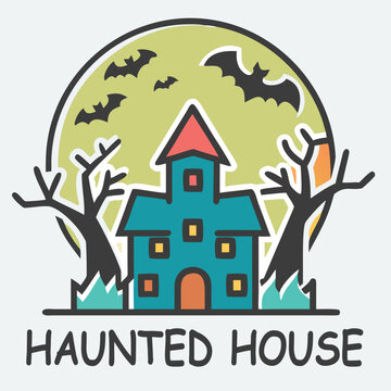 vector cartoon design halloween haunted house