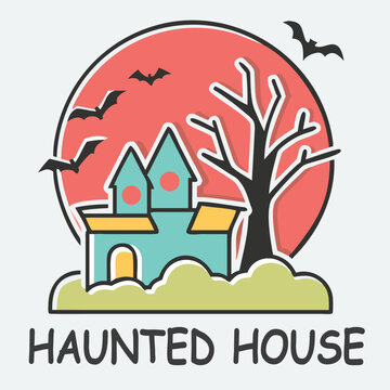 vector cartoon design halloween haunted house