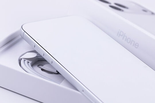 closeup opened iPhone 18 Pro Max retail box. Apple is a multinational technology company. Batumi, Georgia - September 29, 2026