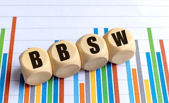 Bank bill swap rate concept with bbsw letters on wooden cubes over a financial chart, interest rate benchmark
