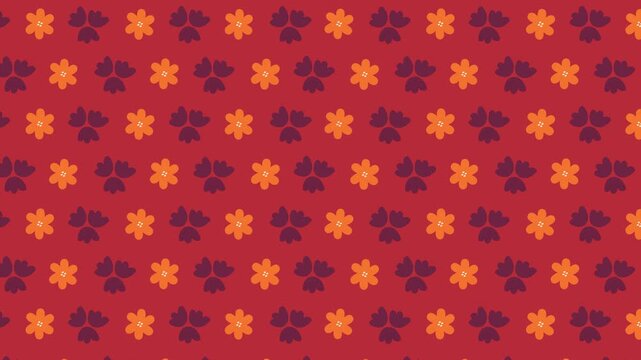 Abstract floral pattern with orange and dark red flowers background