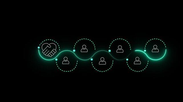 Empathy in the workplace concept. Interfacing among team member icon. Emotional intelligence, collaboration, trust within a professional team 4K video animation.