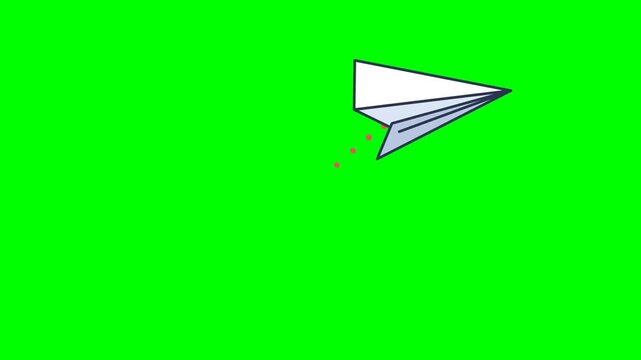 Paper cut plane assembling and flying a figure eight on green screen