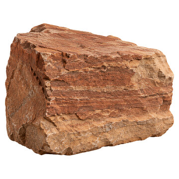Layered sandstone rock block with rugged weathered texture