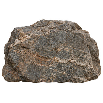 Rough weathered granite boulder with quartzite veins