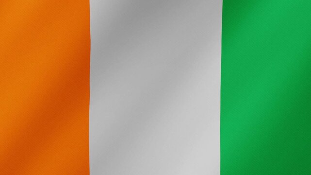 National flag of the republic of c&ocirc;te d'ivoire, also known as ivory coast, waving in the wind. Detailed fabric texture.