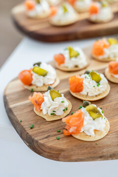 Smoked salmon blinis, Mallorca, Balearic Islands, Spain