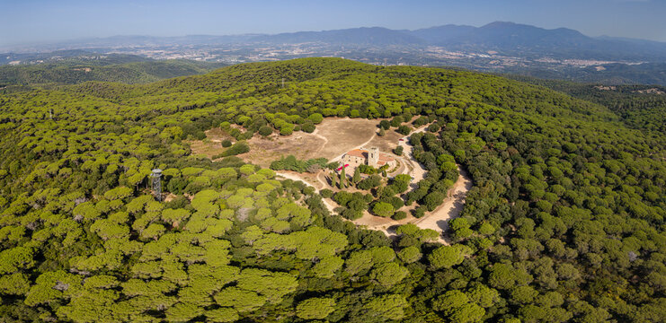 Sanctuary of the Mare de D&eacute;u del Corredor surrounded by native forest, (Santuari del Corredor), Montnegre i el Corredor Park, Maresme region, Barcelona, ​​Spain