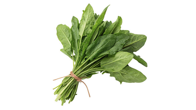 Bunch of fresh green spinach leaves healthy salad isolated on transparent background