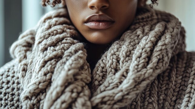 Portrait of a woman in a cozy sweater