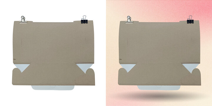 Blank cardboard folder with binder clips mockup