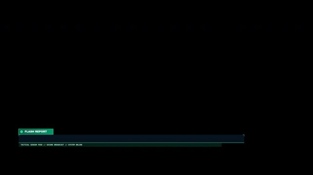 Futuristic cyberpunk interface with vivid green flashes, report title text, and display box, suitable for gaming, tech, and scifi promotions.ProRess 4444 Alpha Channel