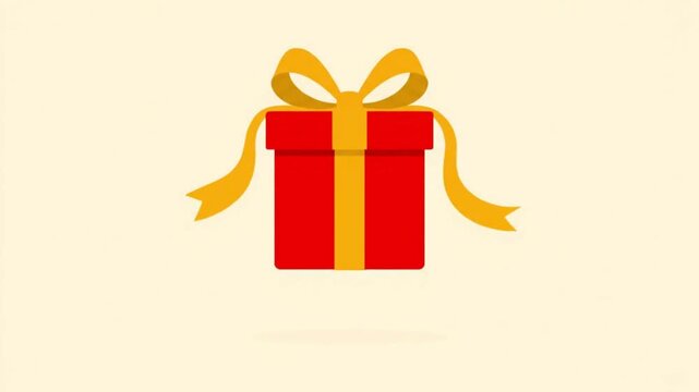 The red gift moves up and down while tilting slightly to the left and right. Its movement conveys a sense of pleasant surprise without the need for additional decorative elements.