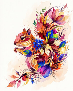 Chipmunk abstract floral background