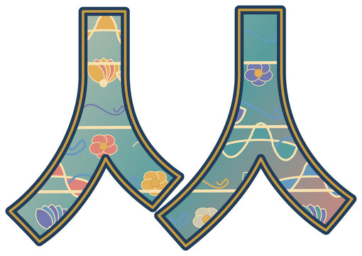 Pastel dancheong Hangul consonant ssangsiot Korean letter