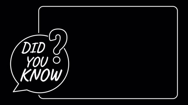 Animated 'Did You Know' Speech Bubble Template with Blank Frame on Transparent Background