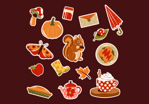 Brown Handrawn Journal Sticker Autumn Asset Illustration