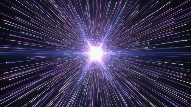 放射状に広がる無数の光の道と未来のイメージ