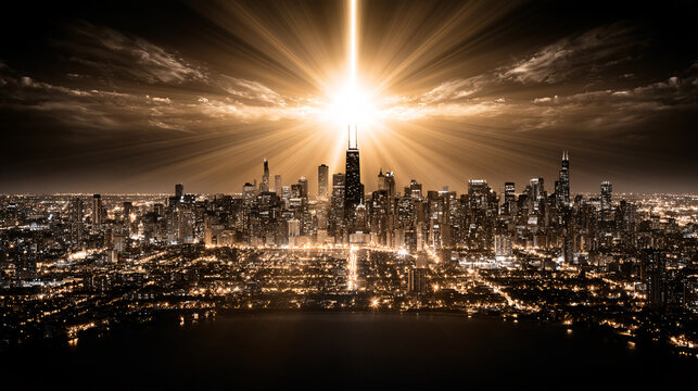 A Futuristic Metropolis  A City of Tomorrow Glows with Innovation and Progress