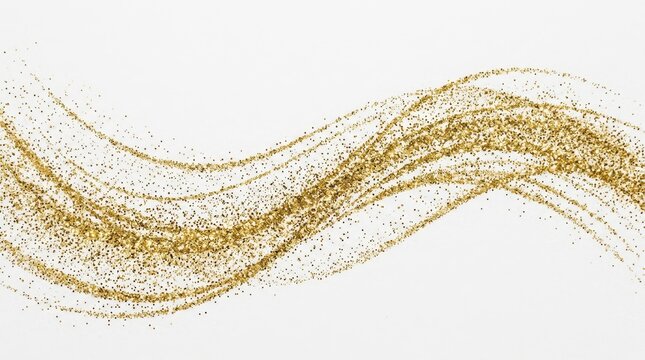 Elegant Golden Glitter Wave Abstract Background on White Surface for Luxury Branding and Festive Design