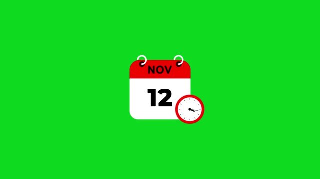 November month calender. calender simple icon animation date change time month.