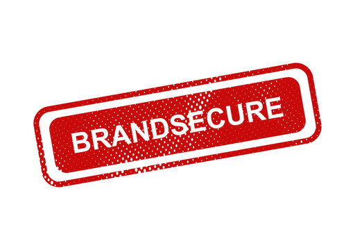 Red brand secure stamp with text illustration