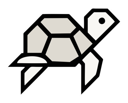 Black and White Geometric Turtle Outline Illustration
