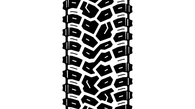  Black sports car tire tread track texture pattern isolated on white
